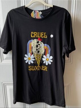 Bella Canvas Black 'Cruel Summer' Skull Ice Cream Tee
